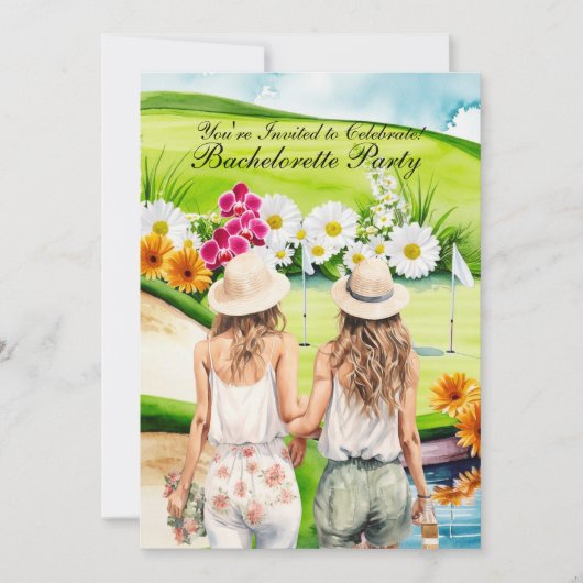 Invitation Golf Bachelorette Party sur golf (Devant)