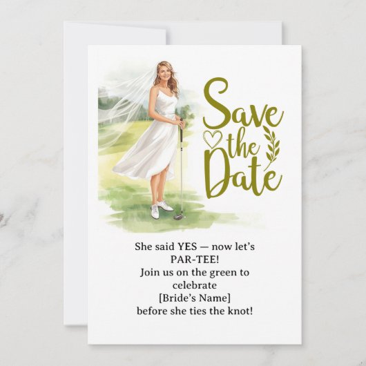 Invitation Golf Bachelorette Woman Golfer Is Golfing  (Devant)