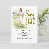 Invitation Golf Bachelorette Woman Golfer Is Golfing  (Debout devant)