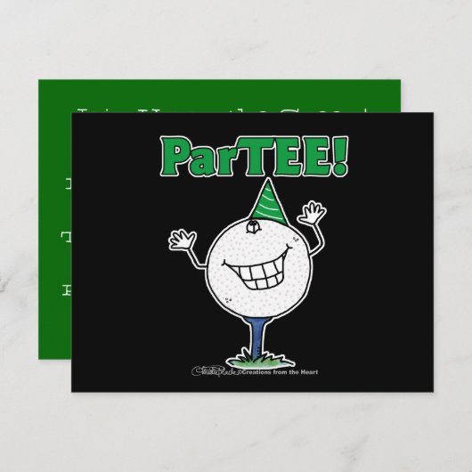 Invitation Golf Ball Character ParTEE ! (Devant / Derrière)