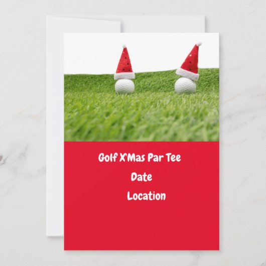 Invitation Golf ball et Santa Hat pour Noël Golf (Devant)