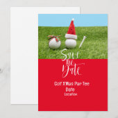 Invitation Golf ball et Santa Hat pour Noël Golf (Devant / Derrière)