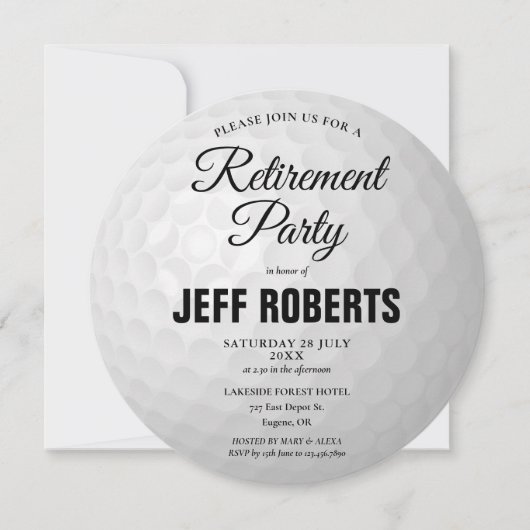 Invitation Golf Ball Retirement Party Circular (Devant)