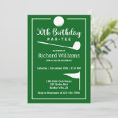 Invitation Golf Ball Tee Drapeau Vert moderne 50e anniversair (Debout devant)