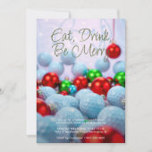 Invitation Golf Balls & Ornements brillants Fête de Vacances (Devant)
