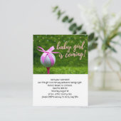 Invitation Golf bébé fille vient avec le ruban rose boule (Debout devant)