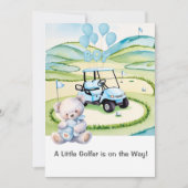 Invitation Golf Bébé Garçon Bleu thème (Devant)
