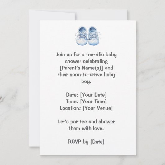 Invitation Golf Bébé Garçon Bleu thème (Dos)