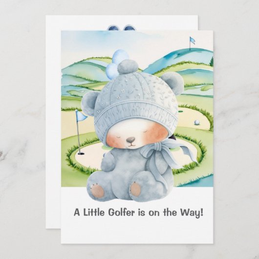 Invitation Golf Bébé Garçon Bleu thème (Devant / Derrière)