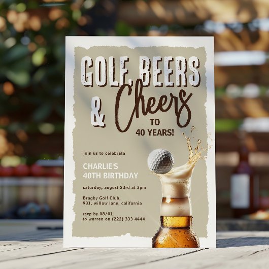 Invitation Golf, Beers & Cheers to 40 Years Birthday