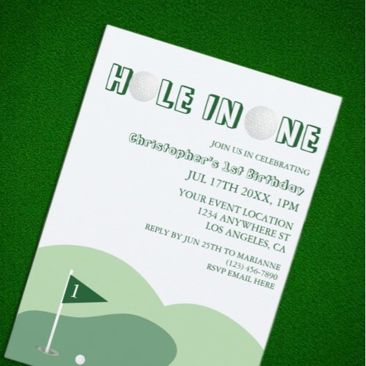 Invitation Golf Boy 1st Birthday
