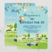 Invitation Golf Boy 5th Birthday Par-Tee   (Devant / Derrière)
