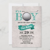 Invitation Golf Boy Baby shower Sport Thème Turquoise (Devant)