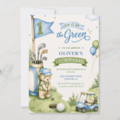 Invitation Golf Boy First Birthday Par-Tee Hole In One  (Devant)