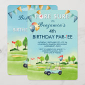 Invitation Golf Boy Fourth 4th Birthday Par-Tee   (Devant / Derrière)