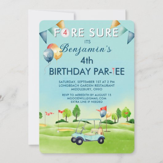 Invitation Golf Boy Fourth 4th Birthday Par-Tee   (Devant)