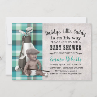 Invitation Golf Boy Future Golfer Caddy Baby shower noir