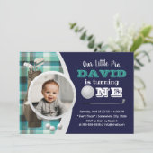 Invitation Golf Boy Future Golfer Navy Photo 1er anniversaire (Debout devant)