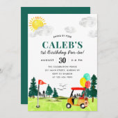 Invitation Golf Boy Golf Swing By Fore a Par-tee Anniversaire (Devant / Derrière)