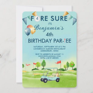 Invitation Golf Boy Quatrième 4ème Anniversaire Par-Tee