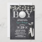 Invitation Golf Boy Rustic Chalkboard Baby shower (Devant)