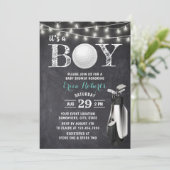 Invitation Golf Boy Rustic Chalkboard Baby shower (Debout devant)
