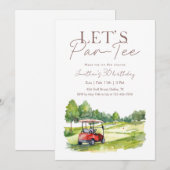 Invitation Golf Cart Birthday Party Meet Me on the Course (Devant / Derrière)