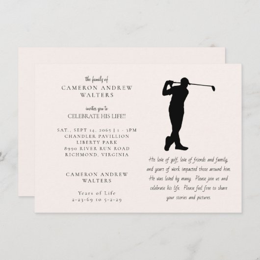 Invitation Golf Celebration of LIfe (Devant / Derrière)