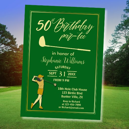 Invitation Golf Classic Green Golden Women 50e anniversaire