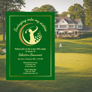 Invitation Golf Classic Vert Joueur Doré 60e Anniversaire In