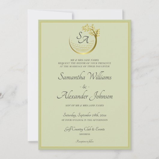 Invitation Golf Classique Monogramme Formel Crest Mariage élé (Devant)