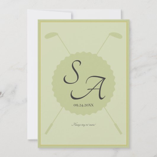 Invitation Golf Classique Monogramme Formel Crest Mariage élé (Dos)