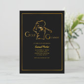 Invitation Golf Club de golf Bachelor Party Luxe Faux Gold (Debout devant)