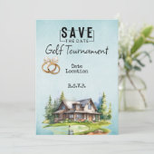 Invitation Golf Club maison pour mariage enregistrer la date (Debout devant)