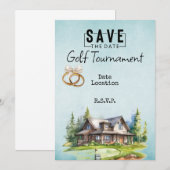 Invitation Golf Club maison pour mariage enregistrer la date (Devant / Derrière)