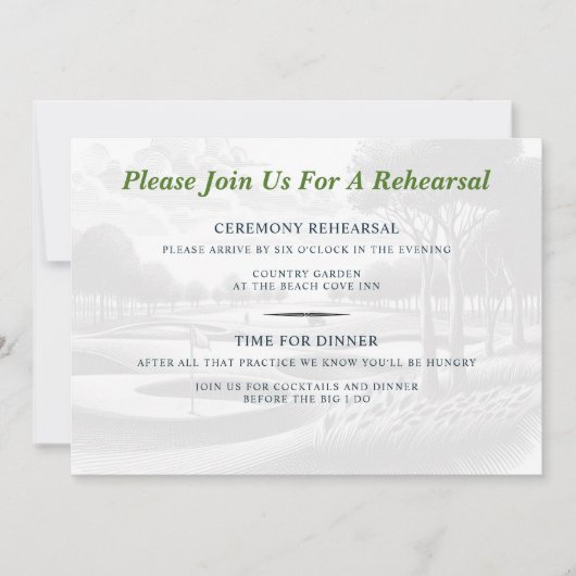 Invitation Golf Couple Wedding Rehearsal (Devant)