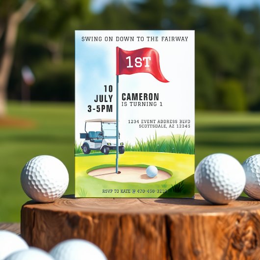 Invitation Golf Course Enfants 1ère fête d'anniversaire