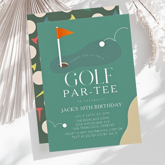 Invitation Golf Course Fairway Flag Kid's Birthday Par-Tee