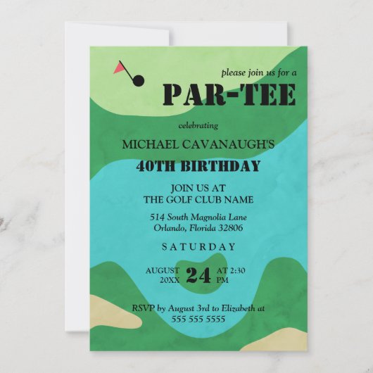 Invitation Golf Course fête d'anniversaire (Devant)