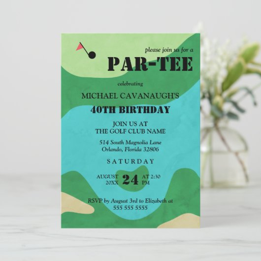 Invitation Golf Course fête d'anniversaire (Debout devant)