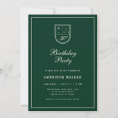 Invitation Golf Crest 50th Birthday Party Elegant Script (Devant)