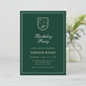 Invitation Golf Crest 50th Birthday Party Elegant Script (Debout devant)