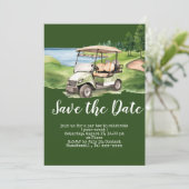 Invitation Golf économiser la date avec voiturette de golf (Debout devant)