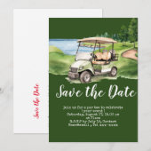 Invitation Golf économiser la date avec voiturette de golf (Devant / Derrière)