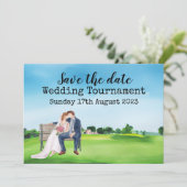 Invitation Golf Enregistrez la date Golf Mariage Aquarelle  (Debout devant)