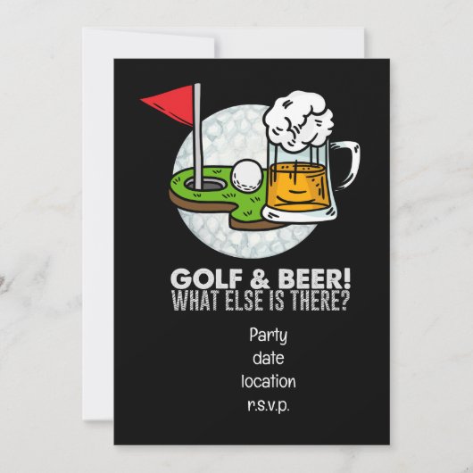 Invitation Golf et fête de la bière pour golfeurs (Devant)