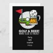 Invitation Golf et fête de la bière pour golfeurs (Devant / Derrière)