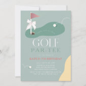 Invitation Golf Fairway Pink Flag Bow Girl's Birthday Par-Tee (Devant)