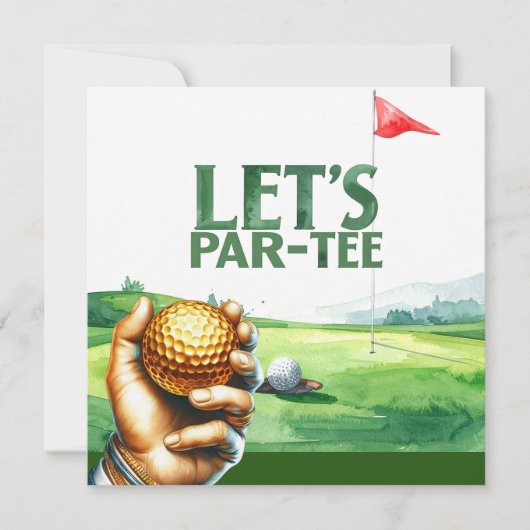 Invitation Golf Faisons la Fête sur le Vert de Putting de Niv (Devant)