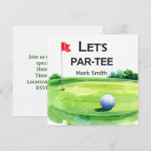 Invitation Golf Faisons la Fête sur le Vert de Putting Par-Te (Devant / Derrière)